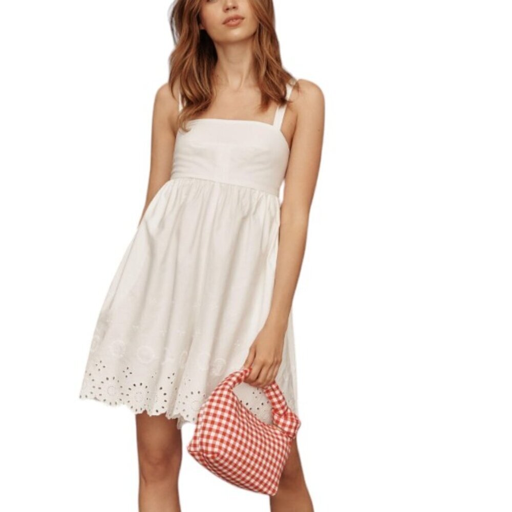 Anthropologie Maeve Sleeveless Eyelet Romper Size Small White Embroidered NWT